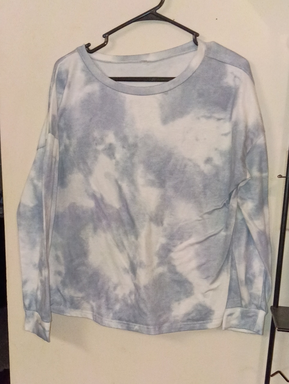 Tie-Dye Crewneck Sweater - Light Blue and White Size Large